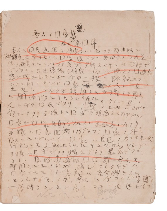 太宰治修身ノート（弘前大学附属図書館貴重資料）